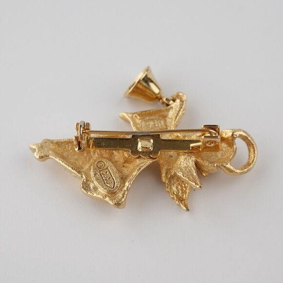 Vintage Gold Tone Cherub Angel Ringing Bell Brooch Pin - Picture 9 of 16
